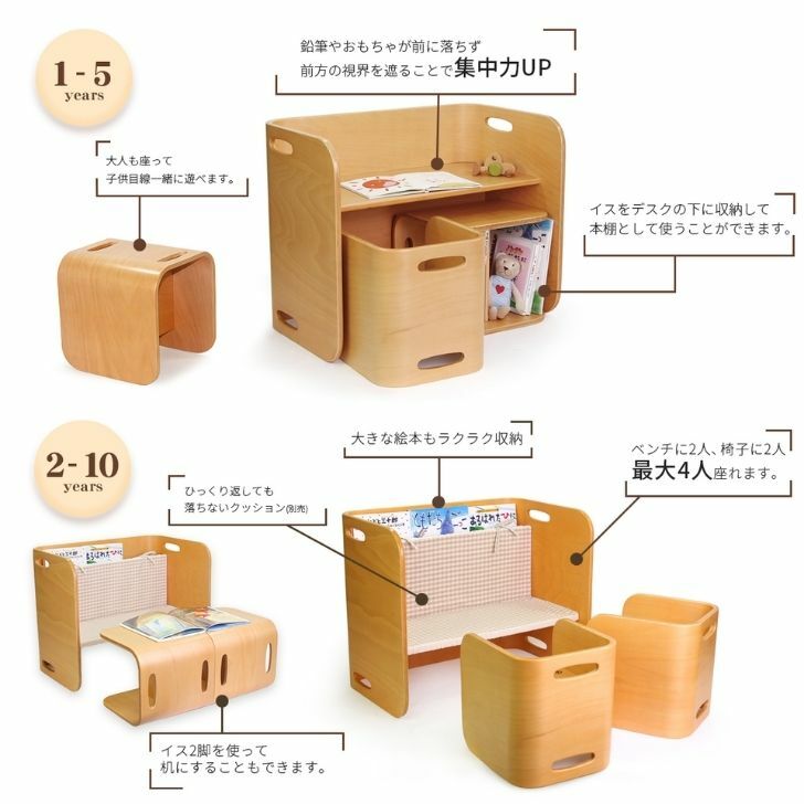 HoppL ホップル コロコロチェア＆デスク3点セット 女の子 入学祝い