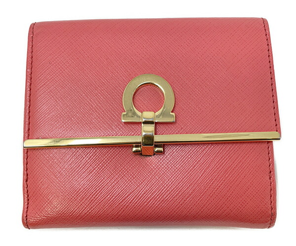 【中古】Salvatore Ferragamo サルヴァトーレフェラガモ ガンチーニ Wホック財布