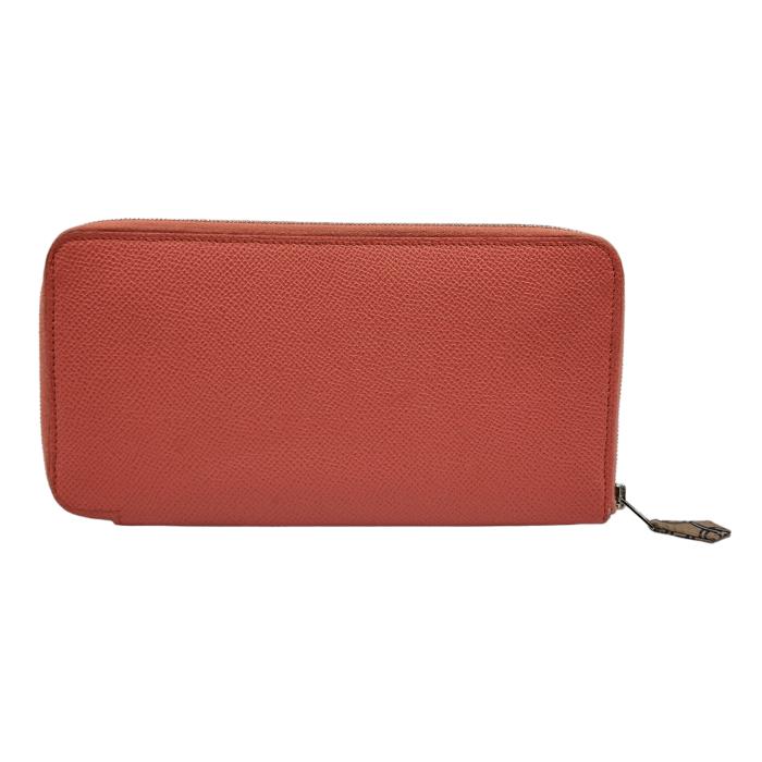 【中古】 HERMES エルメス アザップロングシルクイン エプソン 長紙入れ レディース ラウンドジップ フラミンゴ ジッパー T1