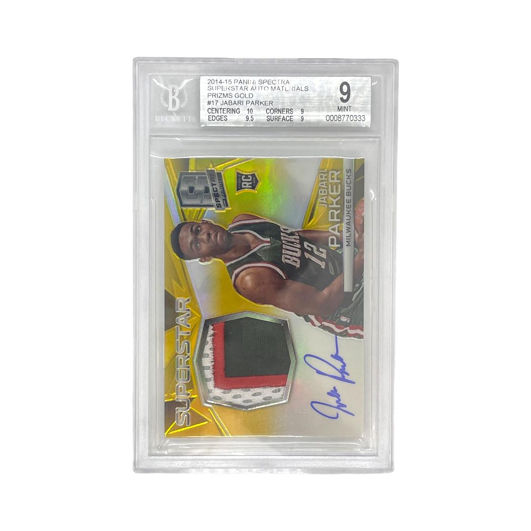 【中古】 PANINI NBAカード SPECTRA SUPERSTAR AUTO MATERIALS PRIZM GOLD JABARI PARKER 08/10 #17 IT1画像