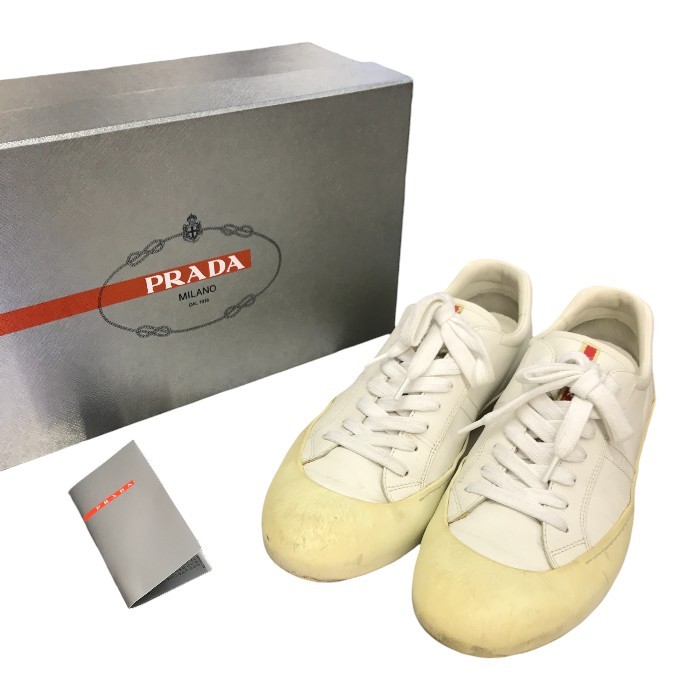 【中古】 PRADA SPORT プラダ スポーツ スニーカー メンズ ローカット ホワイト 8サイズ 4E2515 T1｜リサイクル王国