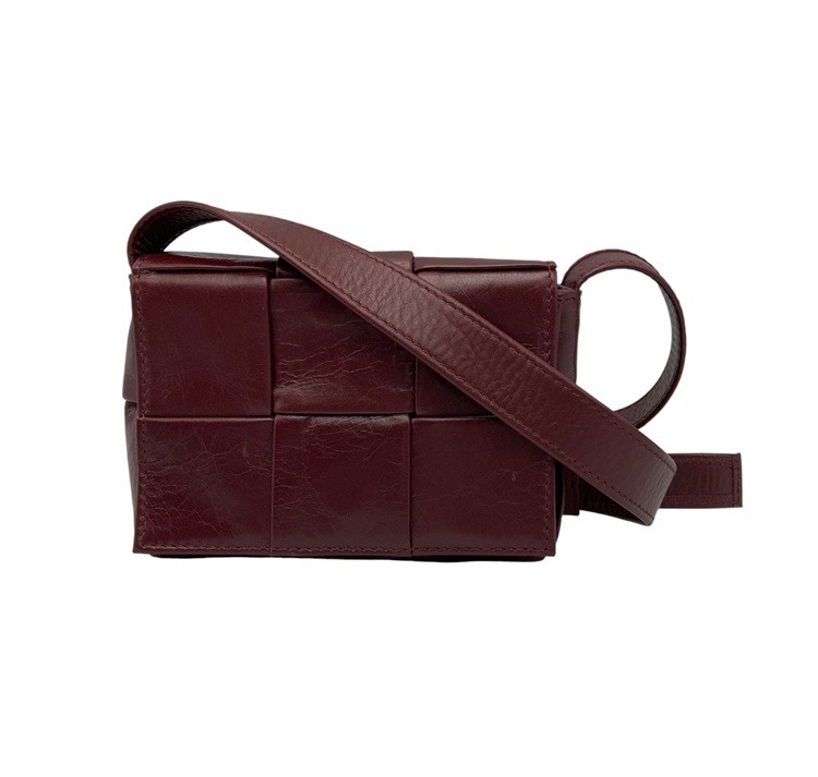 【中古】 BOTTEGA VENETA CANDY CASSETTE  ボッテガヴェネタ 砂糖菓子テープ ショルダーバッグ バーガンディ D4