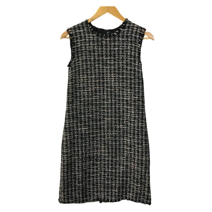 【中古】 DOLCE＆GABBANA 衣装 レディース 綿織物 ツィード ノースリーブ 膝丈 黒いこと 42大きさ F68C7T T1