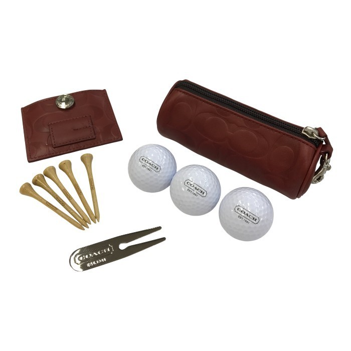 【中古】 COACH コーチ職 ゴルフどんぶり鉢/紅茶容れもの 書き割り なめし革 エン主任者 合切袋 T1