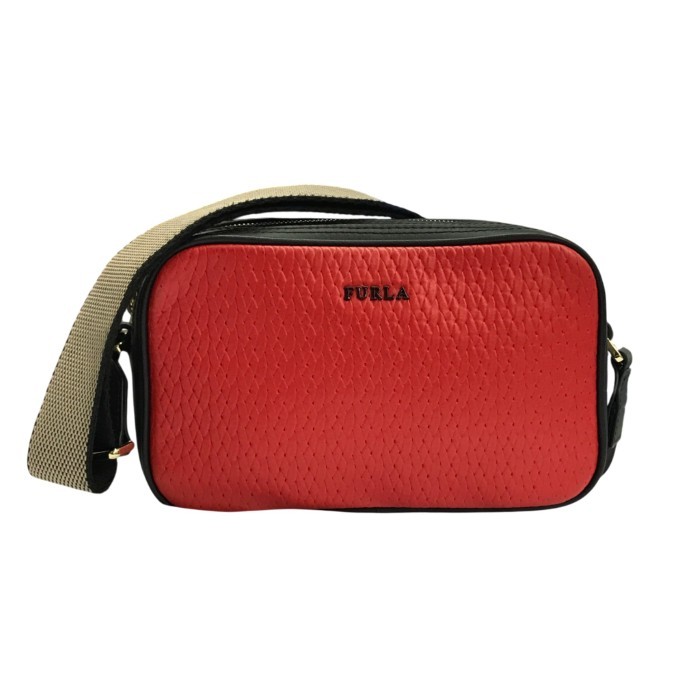 【中古】 FURLA フルラ LILLI クロスボディ カメラバッグ レディース LILLI ショルダーバッグ バイカラー レッド/ブラック EBJ8LIL T1|リサイクル王国
