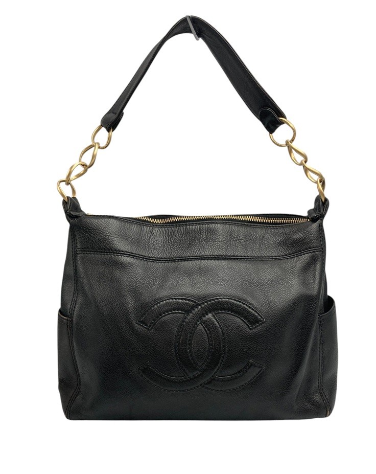 【中古】 CHANEL シャネル キャビア人はだ ココマーク 一ショルダーバッグ D4
