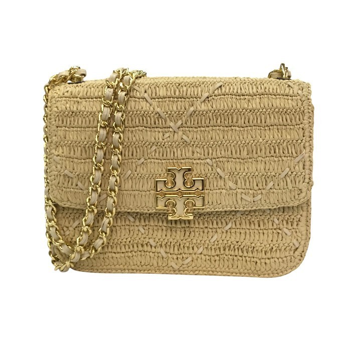【中古】 TORY BURCH トリーバーチ キラ ショルダーバッグ レディース ラフィア調 ベージュ T1