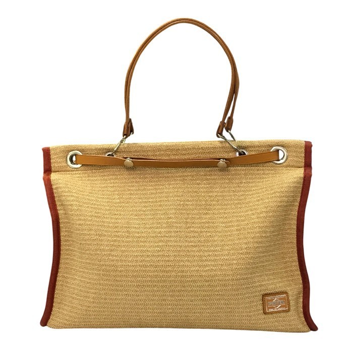 【中古】 PORTER GIRL ボーイ MARCHE SAC トートバッグ L レディース カゴ御徒面子 ベージュ/赤いこと 745-09325 T1