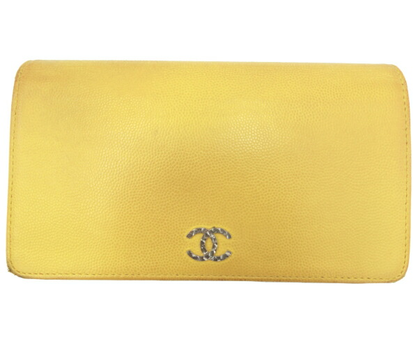 【中古】 CHANEL シャネル キャビア人はだ セブルガ 長紙入れ 二つ折り