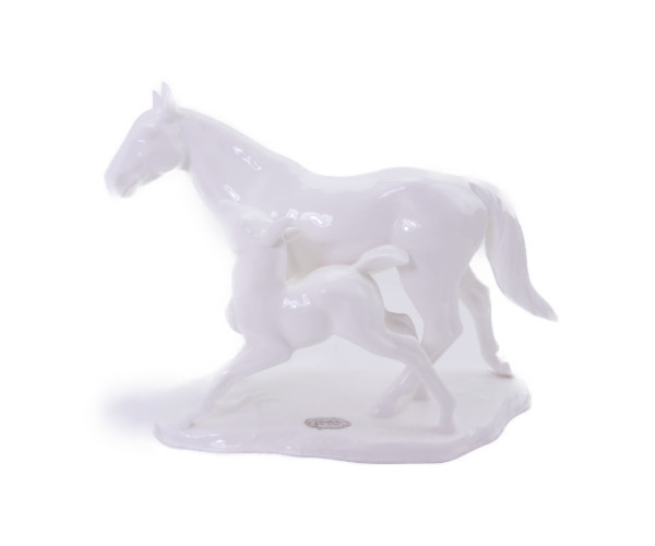 【中古】 【百貨店SALE10%OFF】 ノリ竹 フィギュリン 馬の親子 飾りつけ