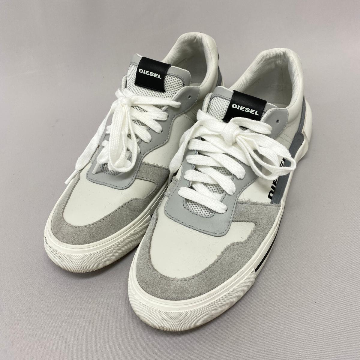 人気が高い Diesel ディーゼル レザースニーカー サイズ28 0cm White 白 ホワイト Grey グレー メンズ 革靴 Ki1004 中古 現金特価 Www Ledefiscad Com