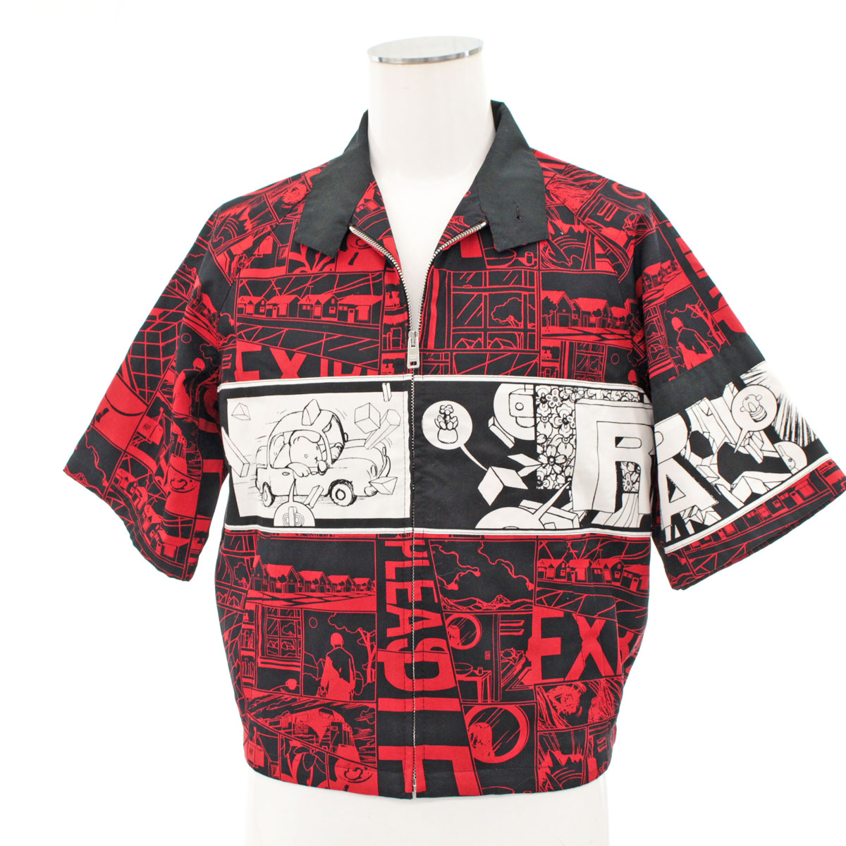 信頼 良好 Prada プラダ 半袖 コミック柄 ジップアップジャケット サイズ44 Red 赤 レッド 17年 イタリア製 コットン メンズ アウター 中古 1 Bhavaspa Com