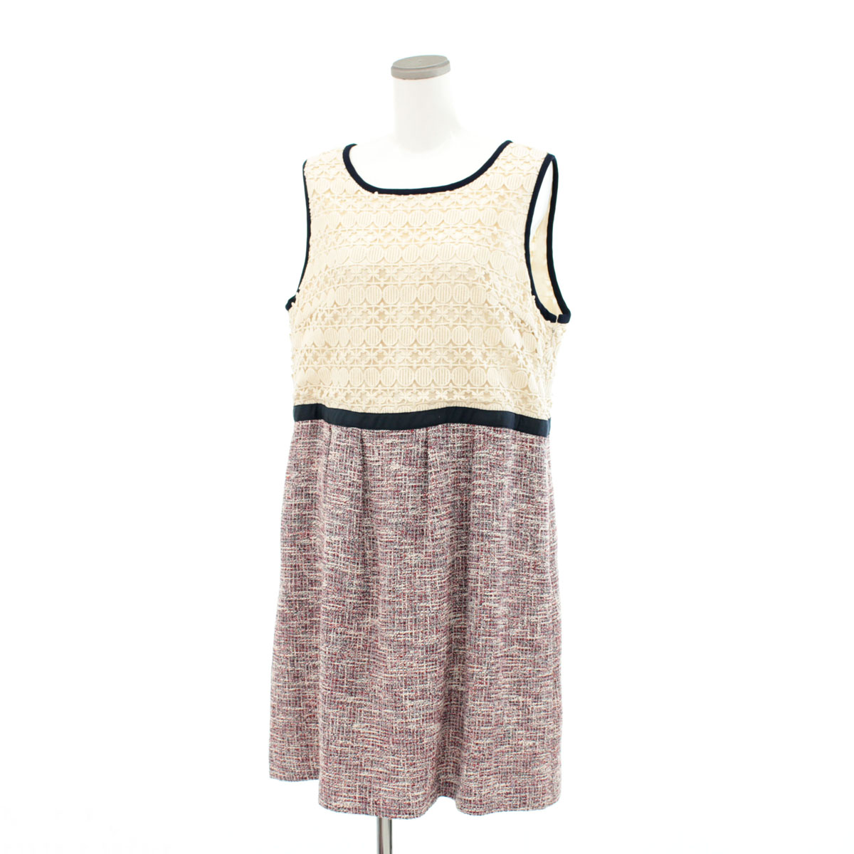 楽天市場 良好 Rose Tiara ローズティアラ ノースリーブワンピース 大きいサイズ46 アイボリー レッド系 Ivory Red 刺繍 レディース 中古 リサイクル ティファナ