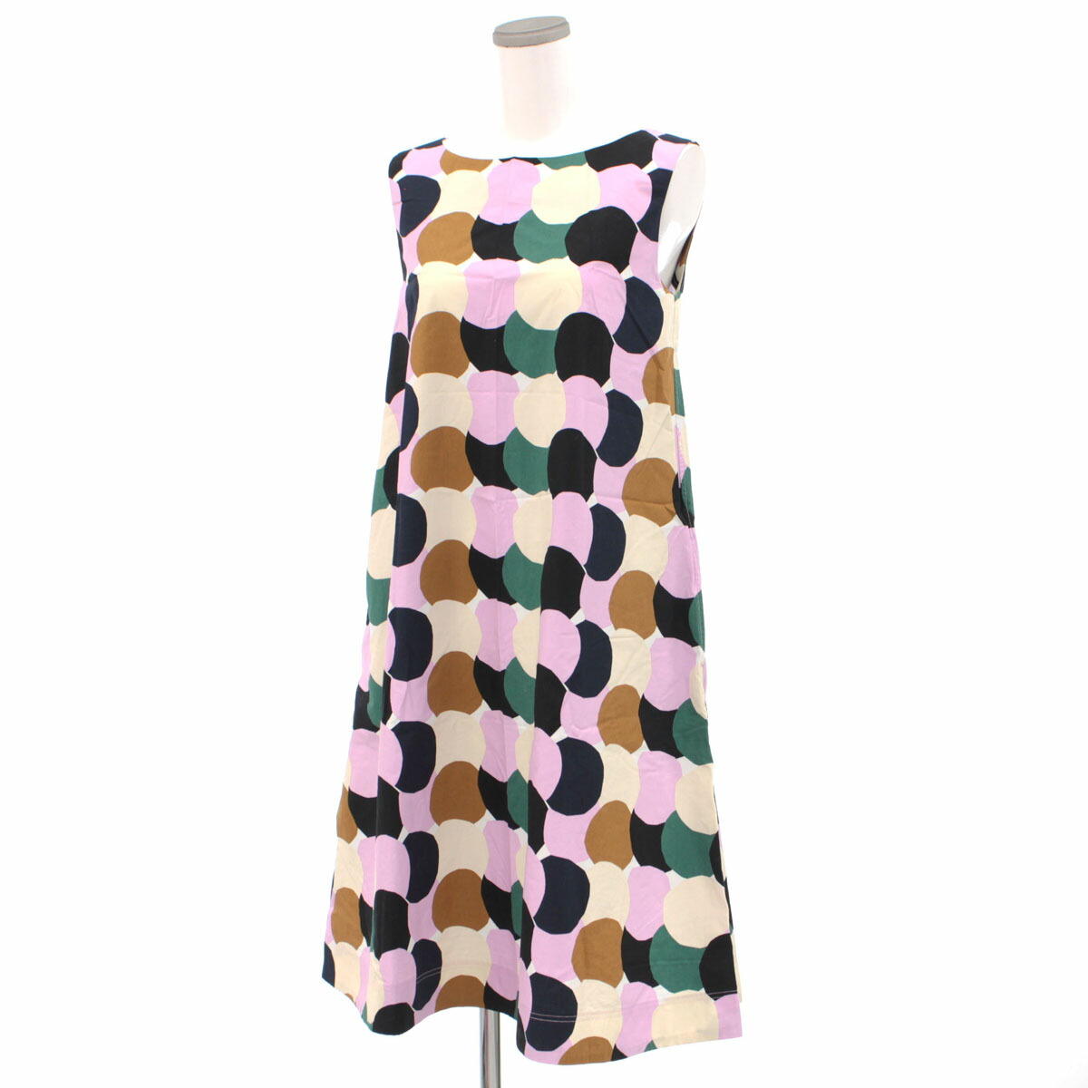 楽天市場 Marimekko マリメッコ ユニクロ ノーカラーワンピース サイズm マルチカラー ミモレ丈 クルーネック ノースリーブ レディース 中古 リサイクル ティファナ