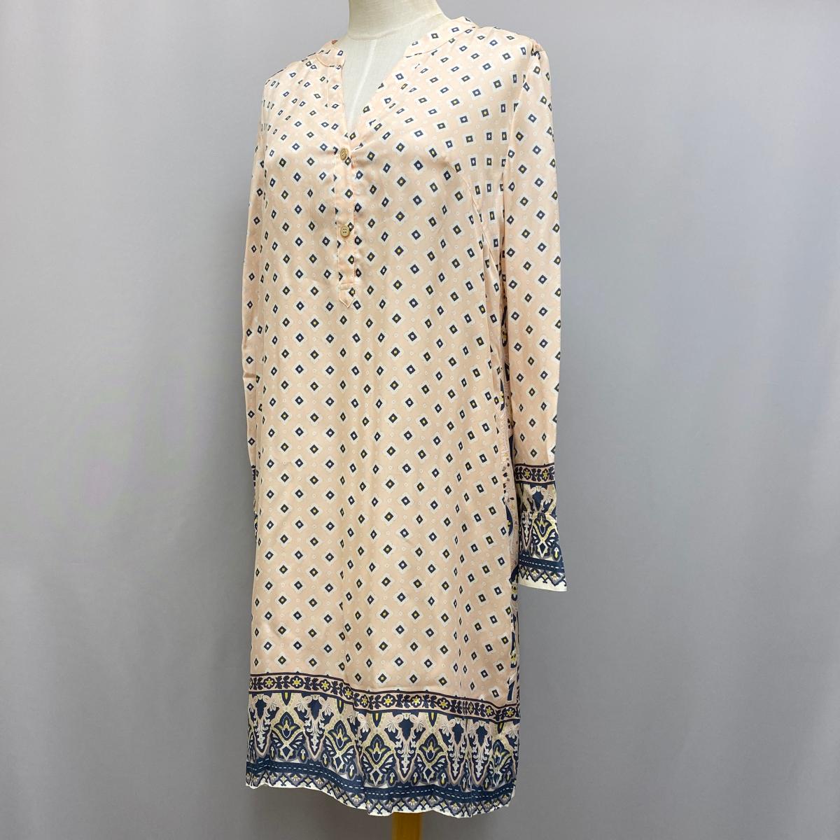 本物新品保証 インナーキャミソール付 レディース Ki1004 中古 Beige サイズ38 ピンクベージュ Pink ペイズリー柄長袖ワンピース ダイアグラム Diagram 1 Qbdworks Com