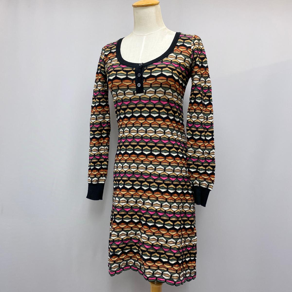最安値挑戦 ワンピース ミッソーニ Missoni 長袖ニットワンピース ピンク レディース Ki1004 中古 茶 ブラウン Pink サイズ38 Brown Gamesstash Com