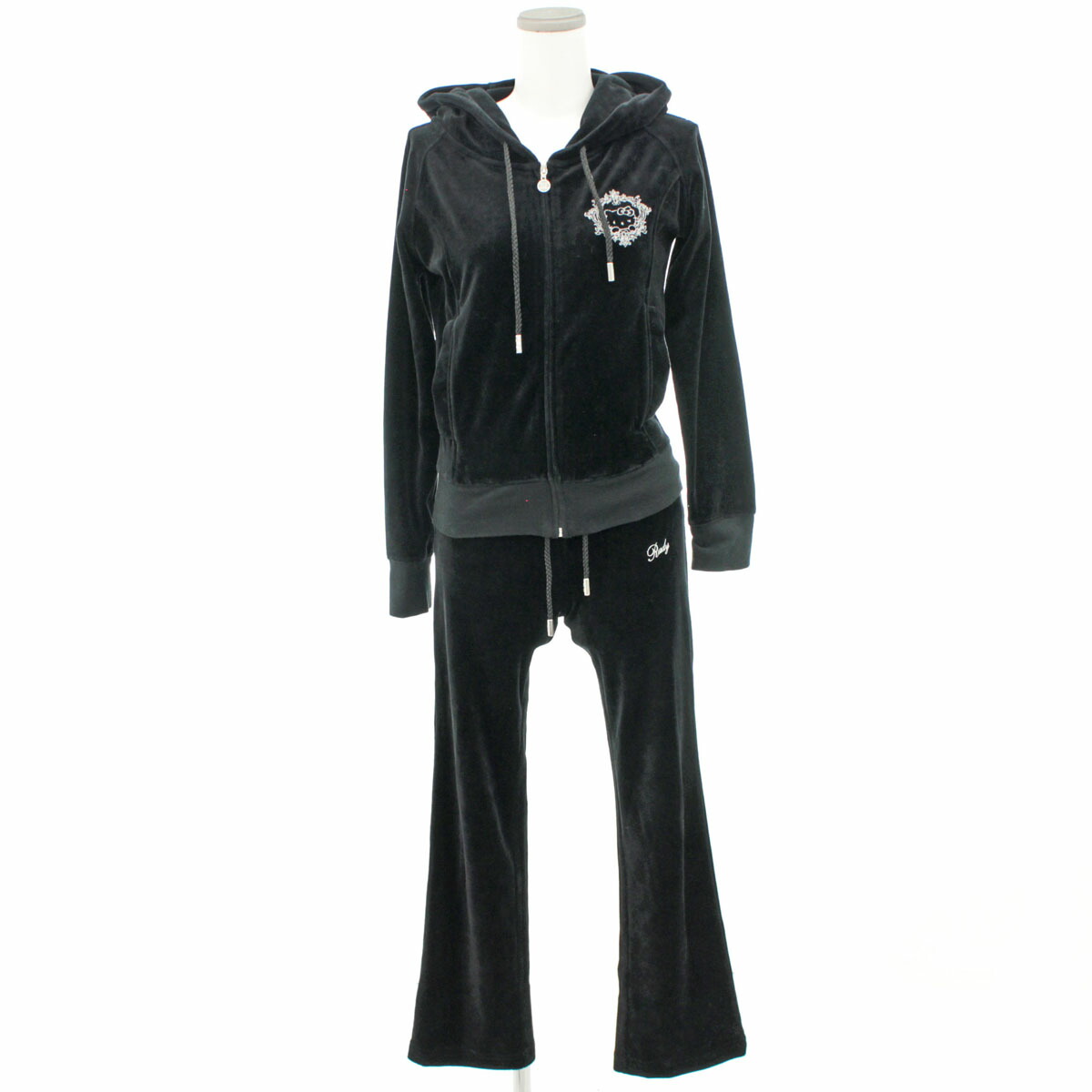 楽天市場 良好 Rady レディ ハローキティ ベロアセットアップ サイズs 黒 ブラック ジップアップパーカ ビジュー サンリオ レディース 中古 リサイクル ティファナ