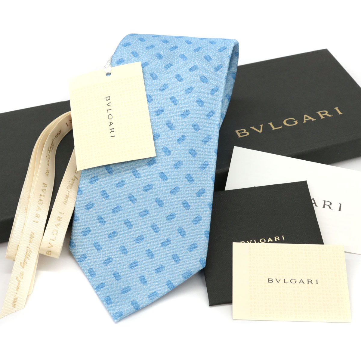 未使用品 Bvlgari ブルガリ セッテピエゲ シルク100 総柄ネクタイ Blue 青 ライトブルー スーツ ビジネス メンズ 服飾小物 ブランド雑貨 中古 Highsoftsistemas Com Br