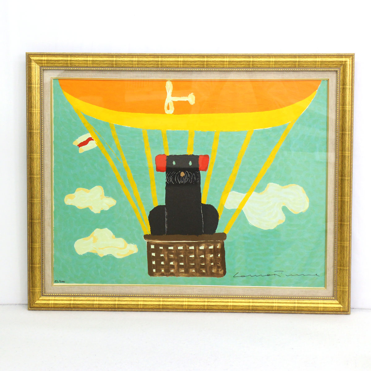 Laura Fiume ラウラ フューメ ボクのつばさ 帛映写幕 気球に乗った黒犬 Ed 0分科確定 図絵 珍獣トピック イタリア絵書き 中古 Arsn Sn