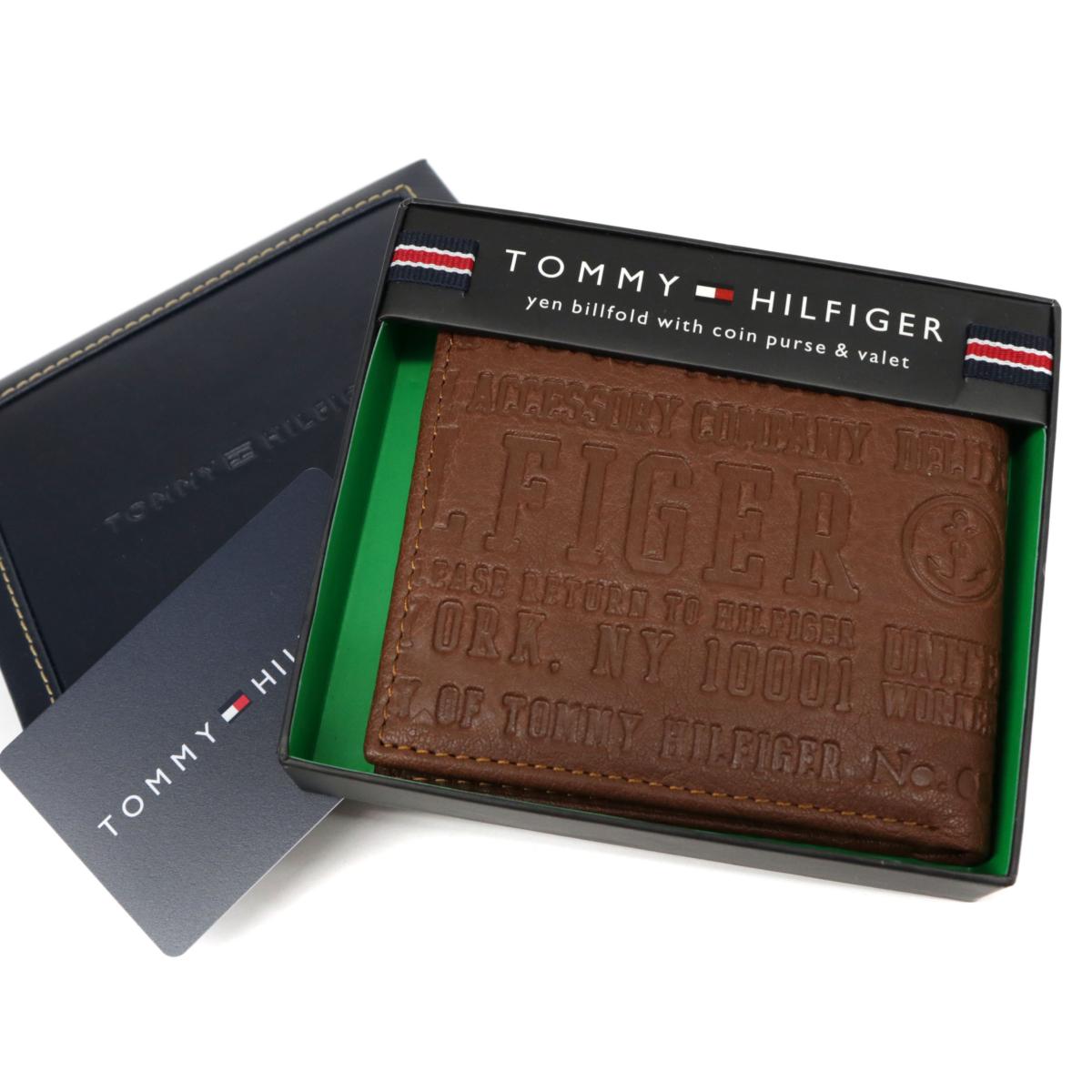 未使用品 Tommy 茶 ブラウン ウォレット メンズ 服飾小物 ブランド雑貨 Brown ロゴ型押しレザー Brown Hilfiger 中古 未使用品 Tommy 二つ折り財布 メンズ財布 ティファナ リサイクル トミーヒルフィガー