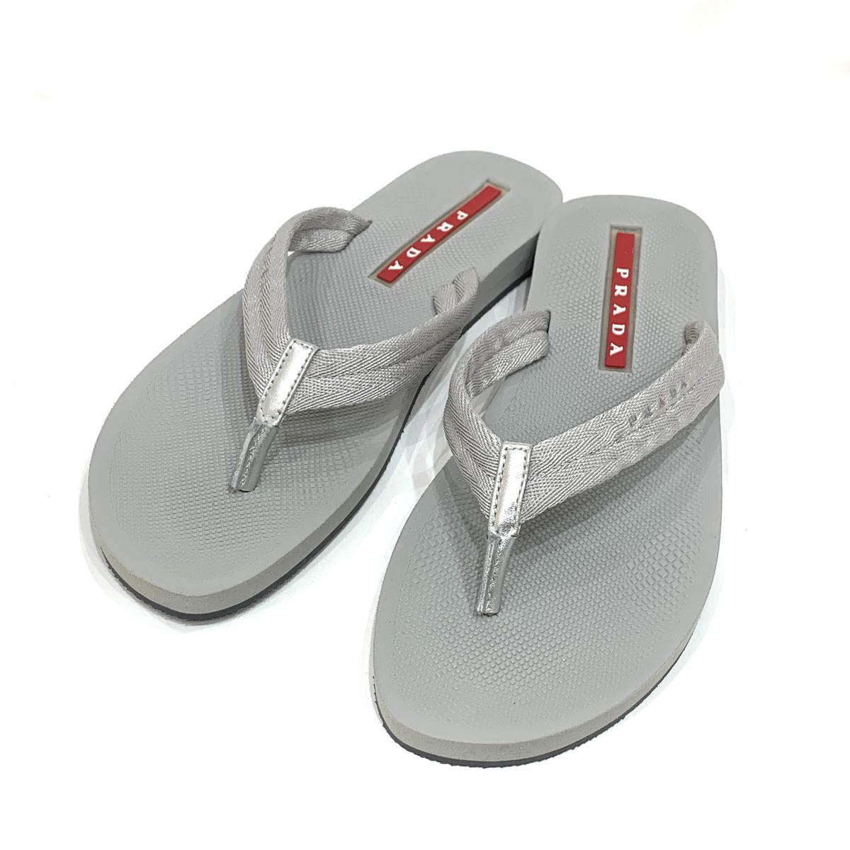 未使用品 Prada プラダ ビーチサンダル サイズ38 Grey グレー メンズ レディース 靴 シューズ Ko1014 中古 Psicologosancora Es