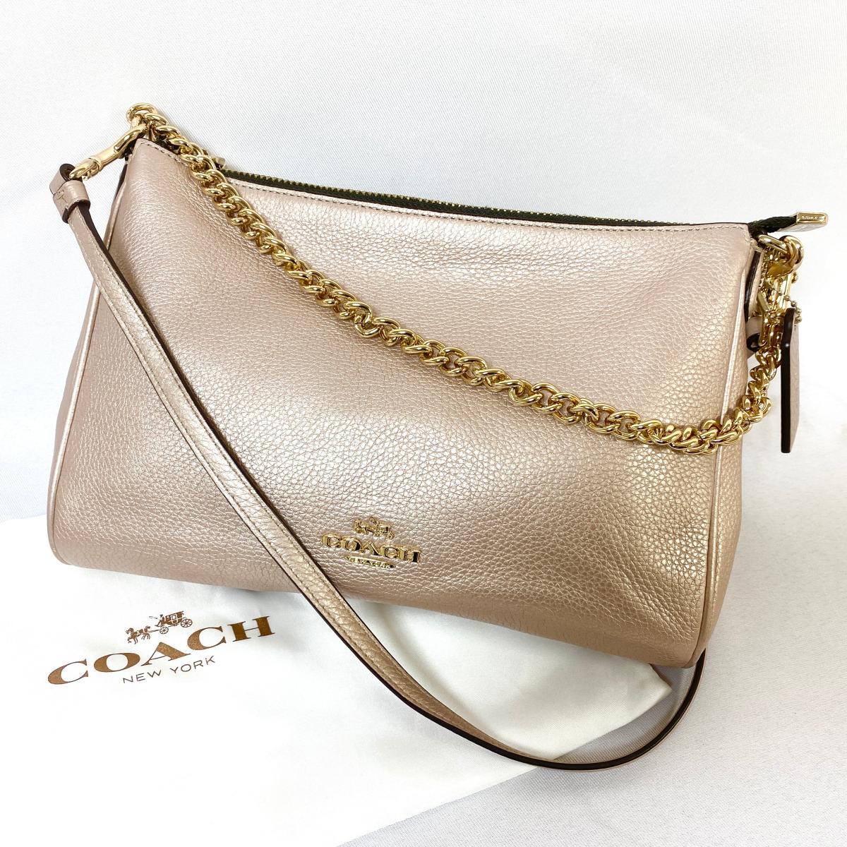 Coach コーチ 2wayバッグ Pink ピンク Gold ローズゴールド レザー チェーン レディース 鞄 Mu1005 中古 Psicologosancora Es