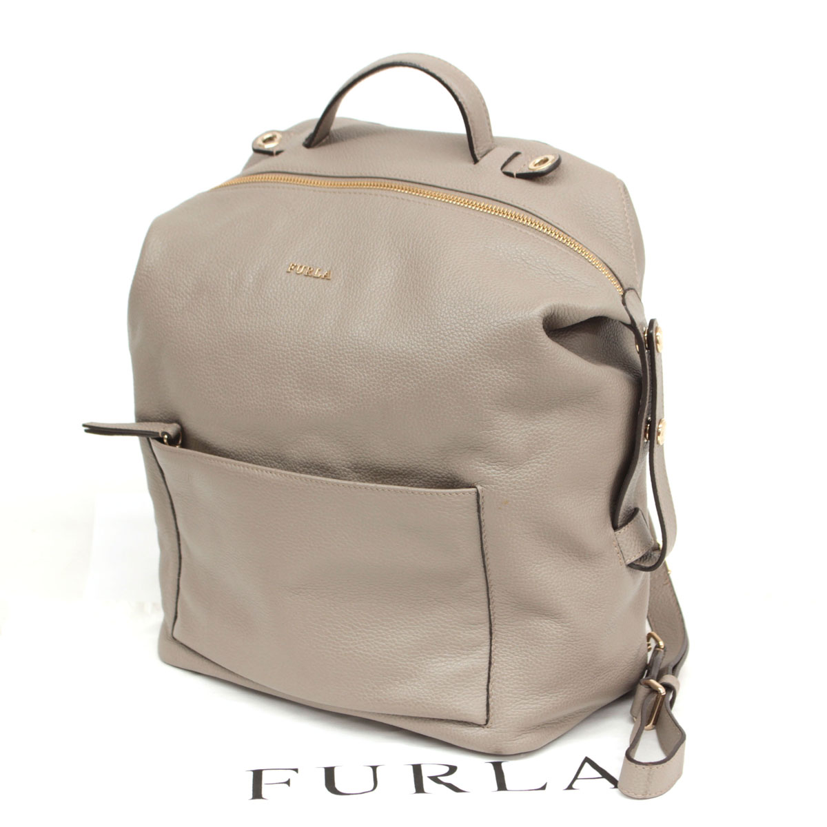 驚きの値段】 美品 FURLA リュック グレージュ レザー ユニセックス