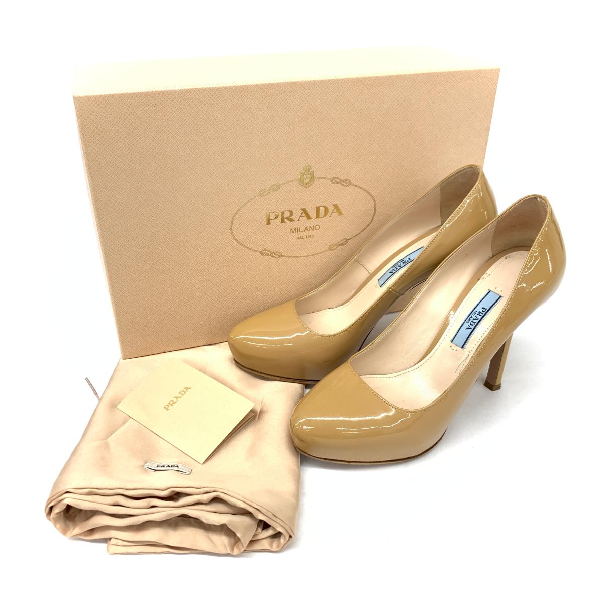 完売】 良好 PRADA プラダ エナメルパンプス サイズ35.5 beige