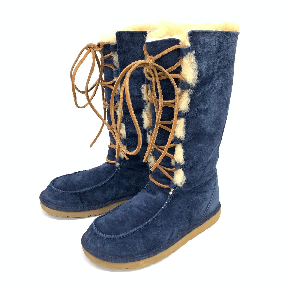 人気 良好 Ugg アグ ムートンブーツ レースアップ サイズ24cm Navy ネイビー F3006g ロング レディース シューズ 靴 Fucoa Cl