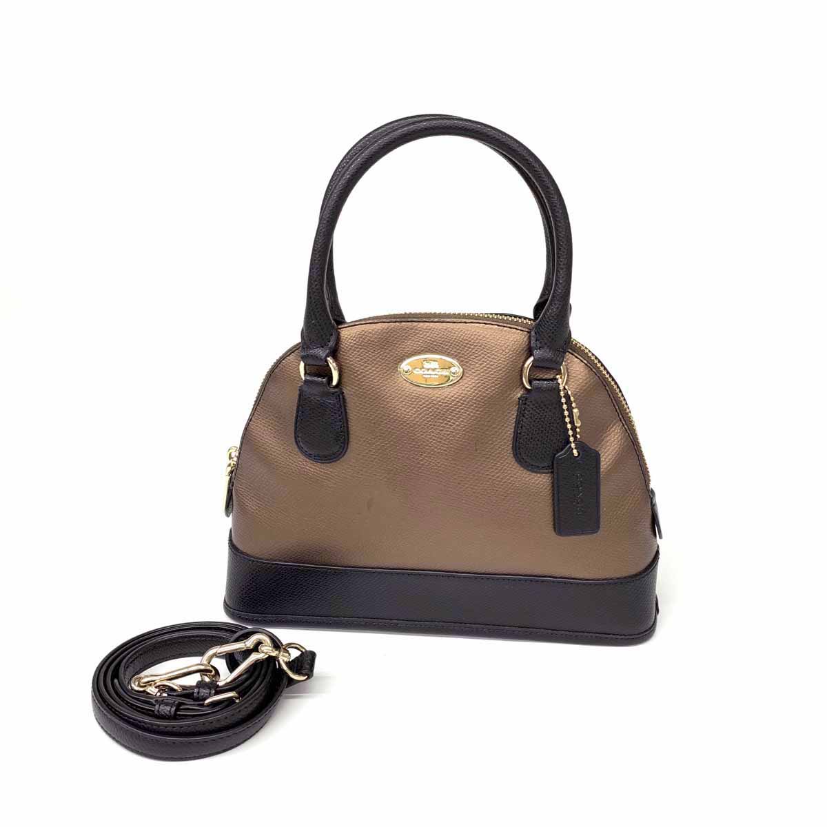COACH コーチ トートバッグ 鞄 ブラウン ラウンドファスナー レザー