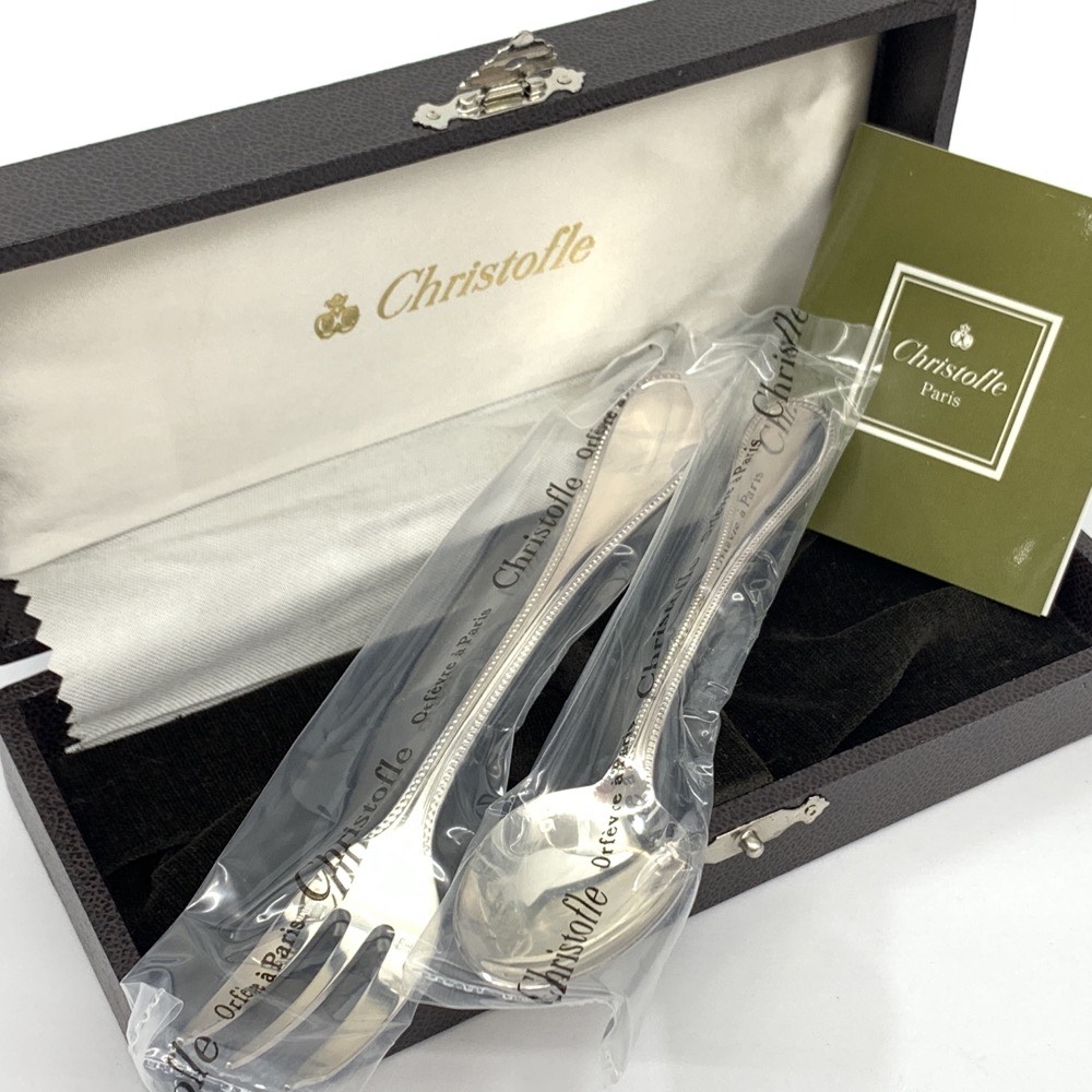 Christofle クリストフル カトラリーセット パール デザートスプーン＆ケーキフォーク ケース付 未開封品 シルバーカラー カトラリー  【中古】 | リサイクル ティファナ