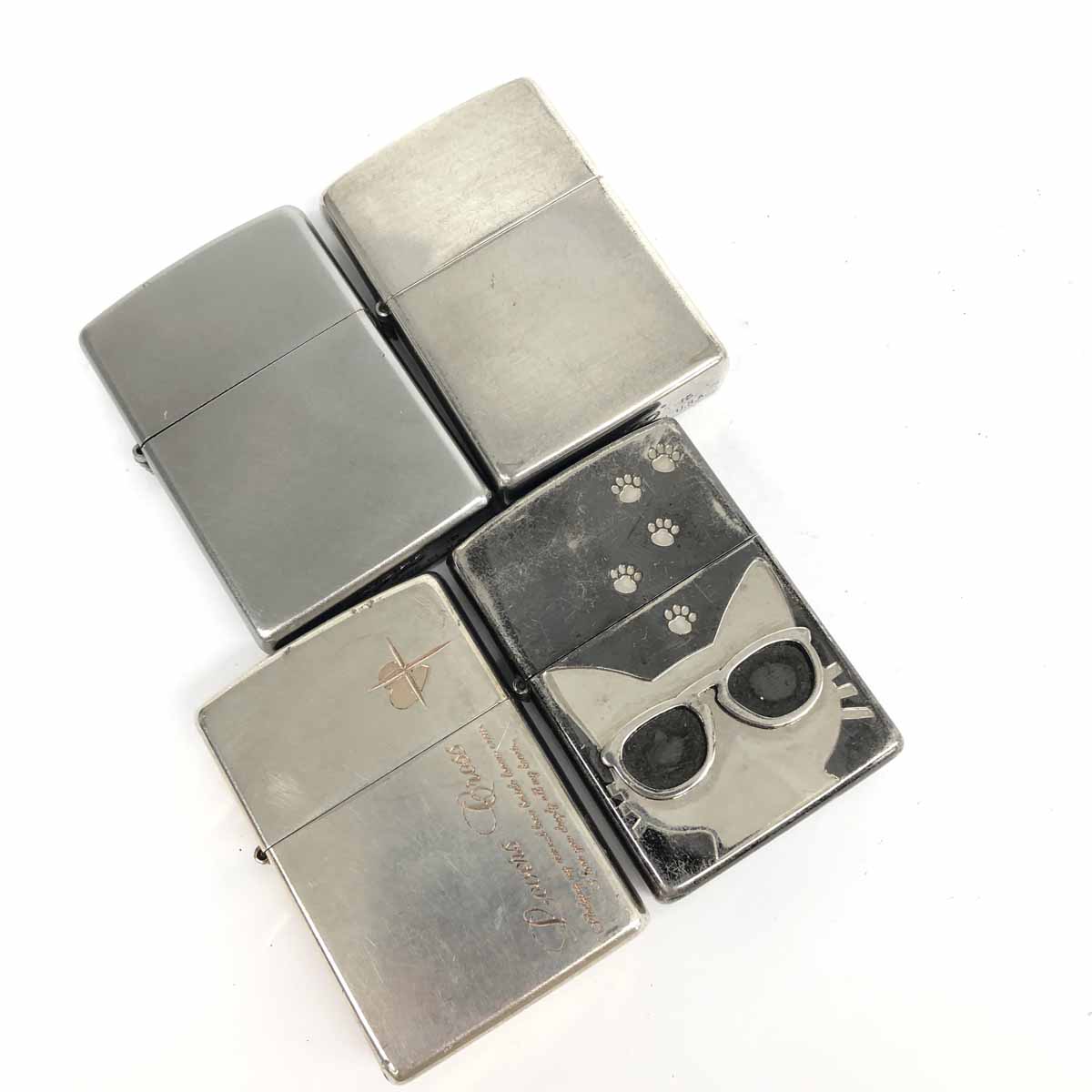 【楽天市場】Zippo ジッポ オイルライター 4点セット シルバーカラー ラバークロス サングラスキャット 喫煙グッズ 【中古】：リサイクル