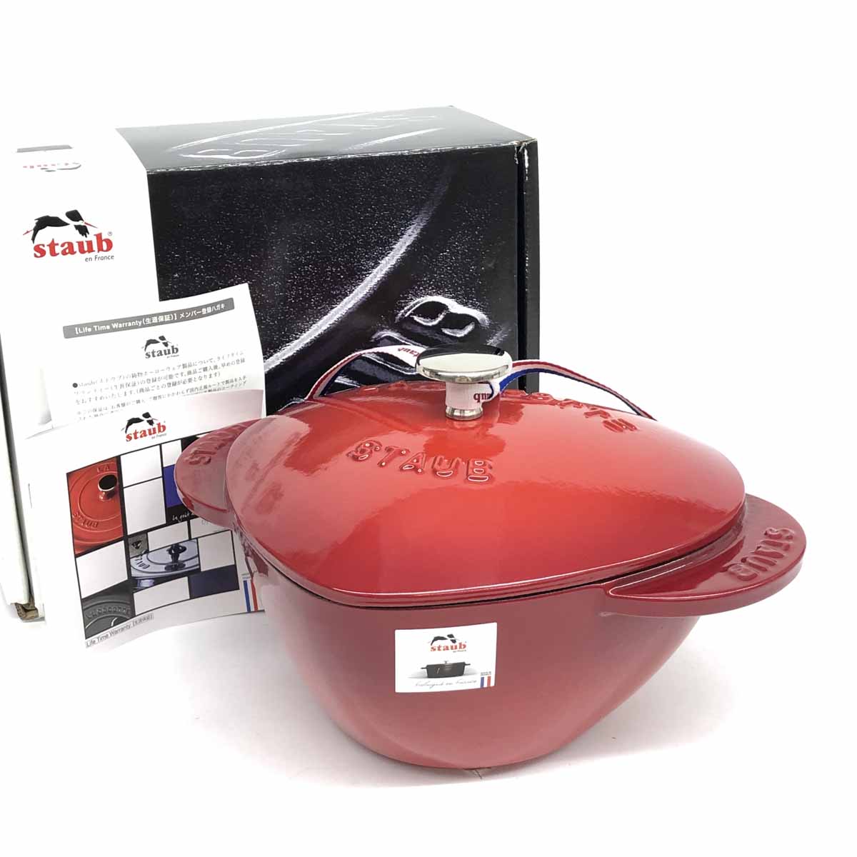 ストウブ Staub ハートココット チェリ（新品未使用なれど凹み有）20cm-