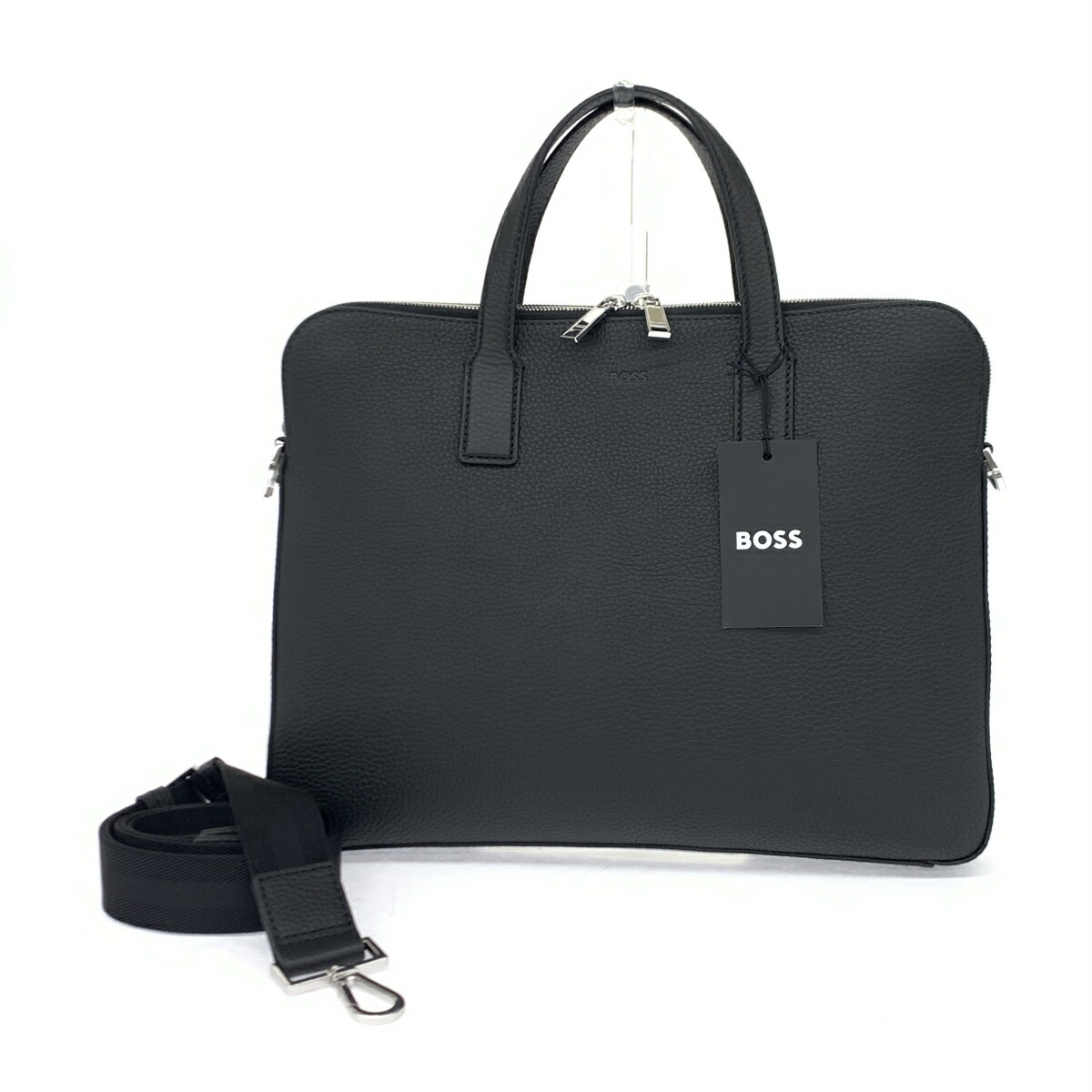 【楽天市場】HUGO BOSS ヒューゴボス ビジネスバッグ 未使用品 ブラック レザー 3室 メンズ 2WAY ショルダー ブリーフケース