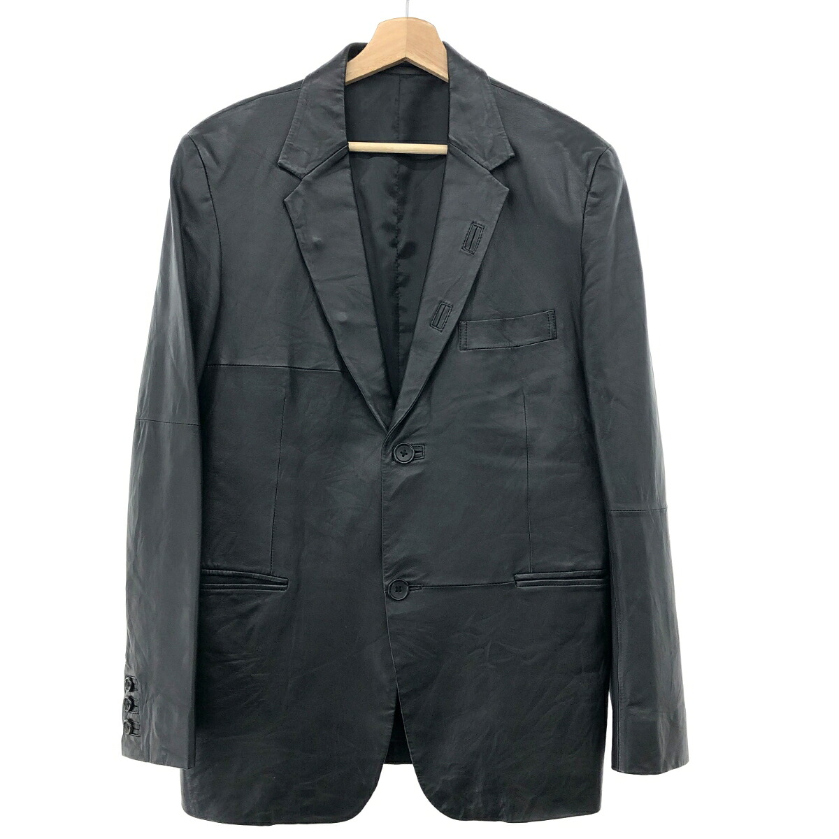 YohjiYamamoto PourHomme ヨウジヤマモトプールオム レザーテーラード ジャケット 2 HB-J03-700 ブラック メンズ アウター ラムレザー 【中古】|リサイクル ティファナ