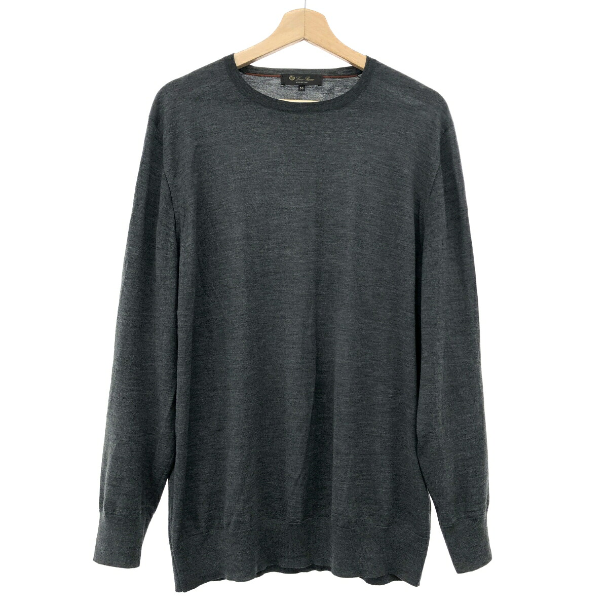 LORO PIANA ロロピアーナ クルーネック ニット 良好 サイズ:56 グレー メンズ トップス チャコール 【中古】
