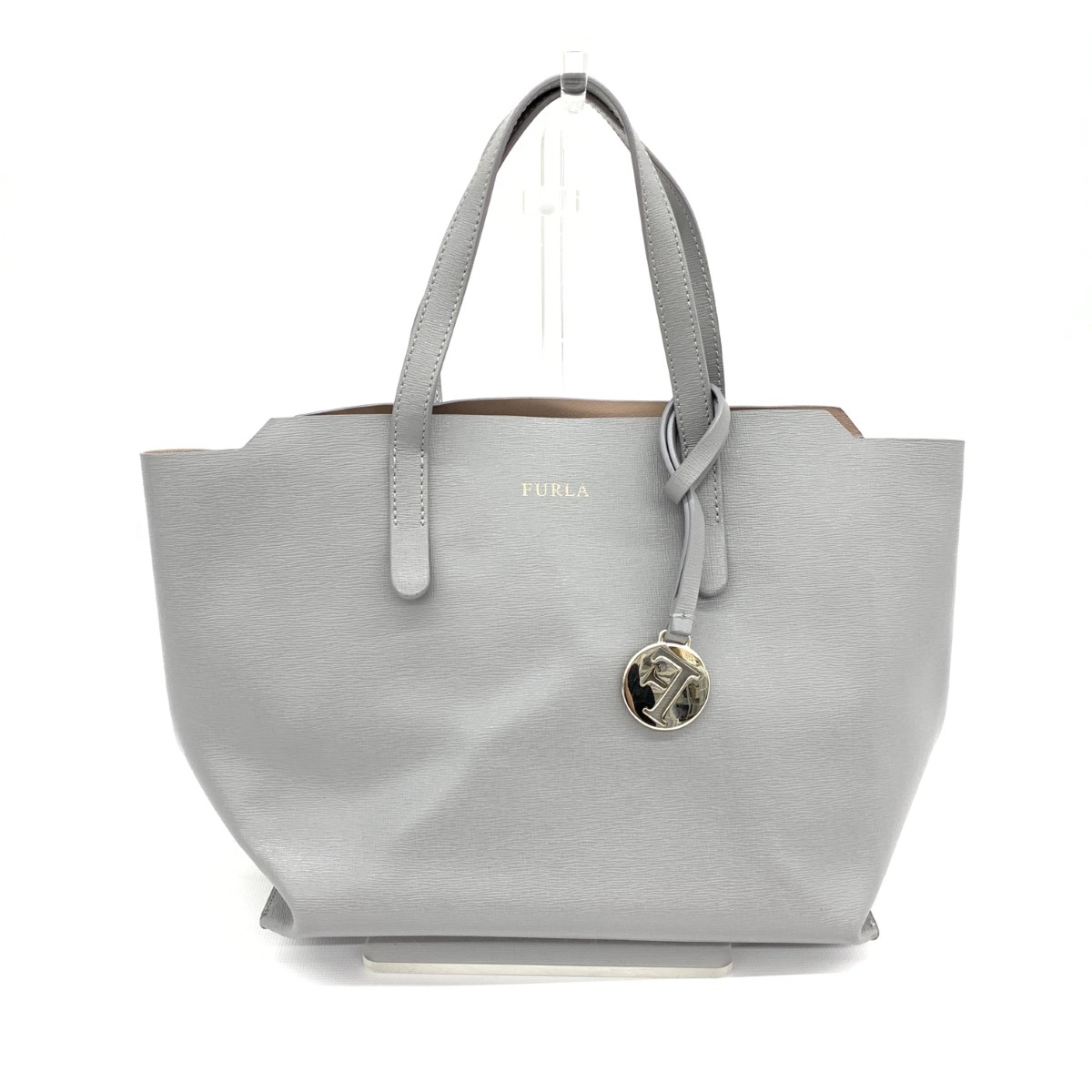 FURLA フルラ ミニトートバッグ 良好 グレー レザー レディース bag 鞄 【中古】