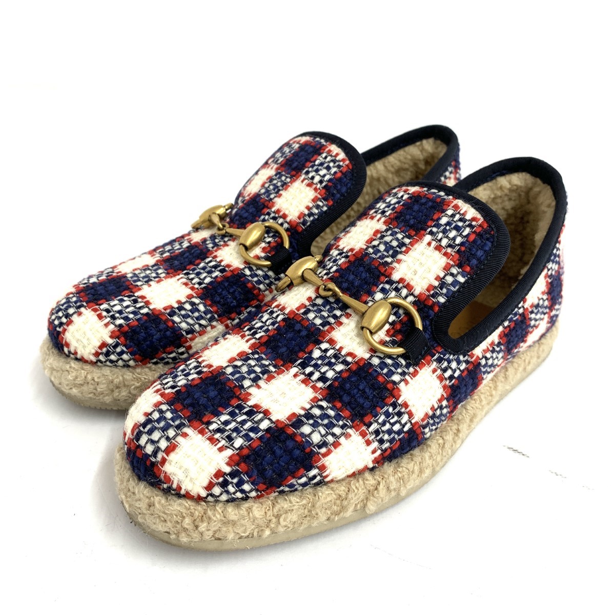 GUCCI グッチ ツィード パンプス 新品負けず劣らず 34 1/2  マルチ色つや  導管ビット レディース 靴 シューズ shoes 【中古】