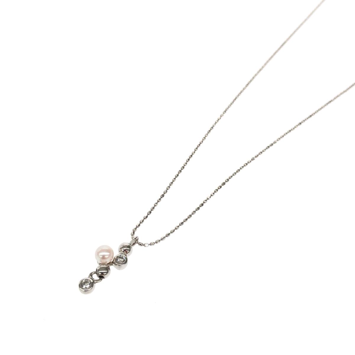 PERLITA ペルリータ ネックレス 良好 ホワイトゴールドカラー パール×ダイヤ計0.05ct/K18WG レディース 総重量:2.0g チョーカー ペンダント ジュエリー 【中古】 【202501】|リサイクル ティファナ