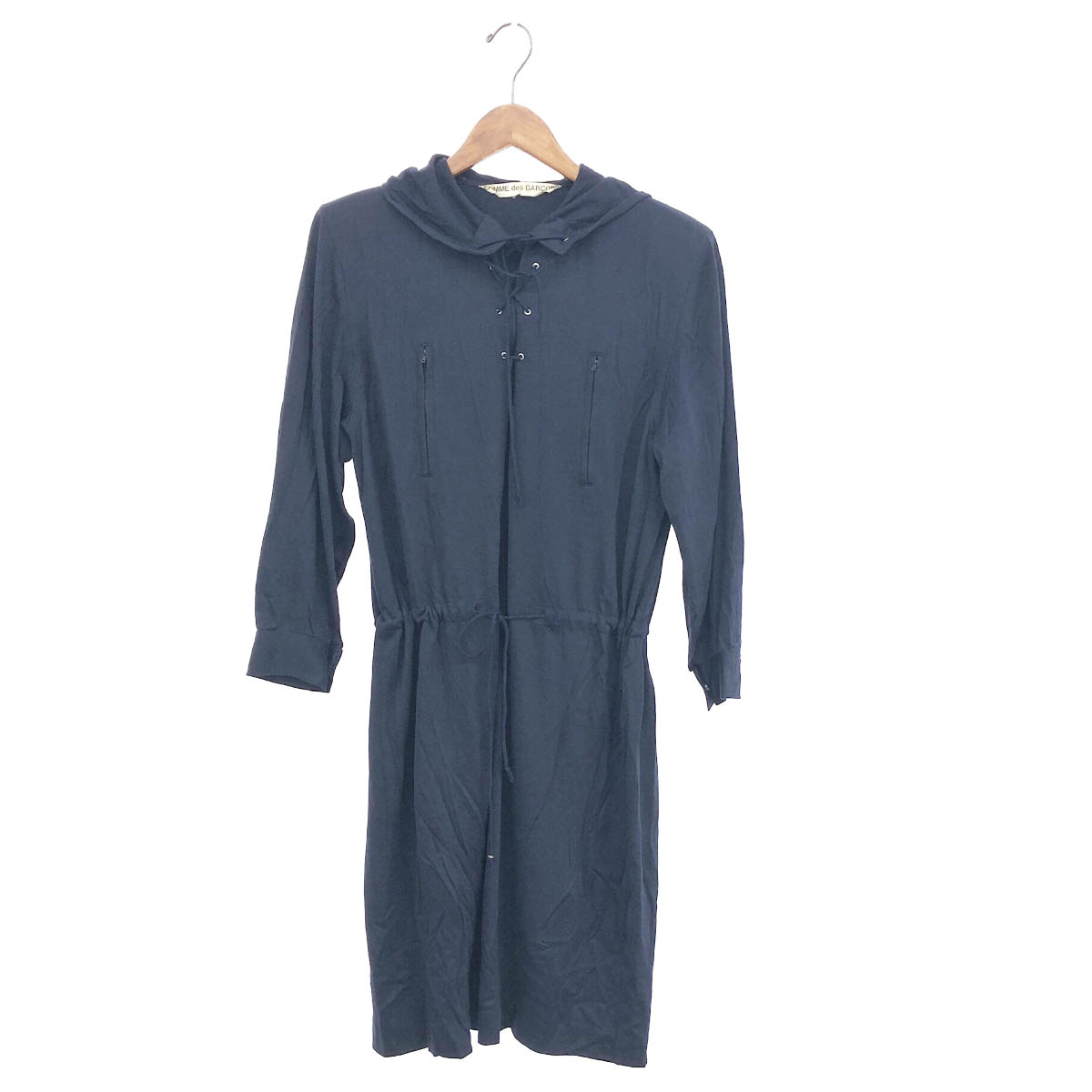 COMME des GARCONS コムデギャルソン 長袖ワンピース ネイビー レディース レースアップ ヴィテージ フード 【中古】|リサイクル ティファナ