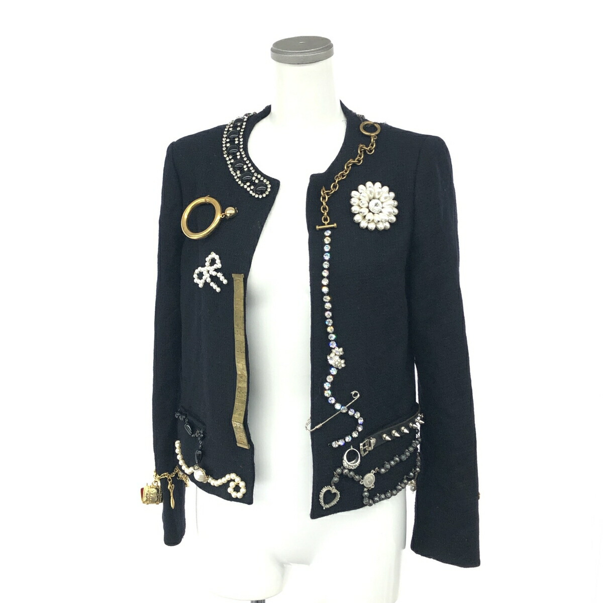 楽天市場】Moschino ウールテーラードジャケット M 黒 ストライプ