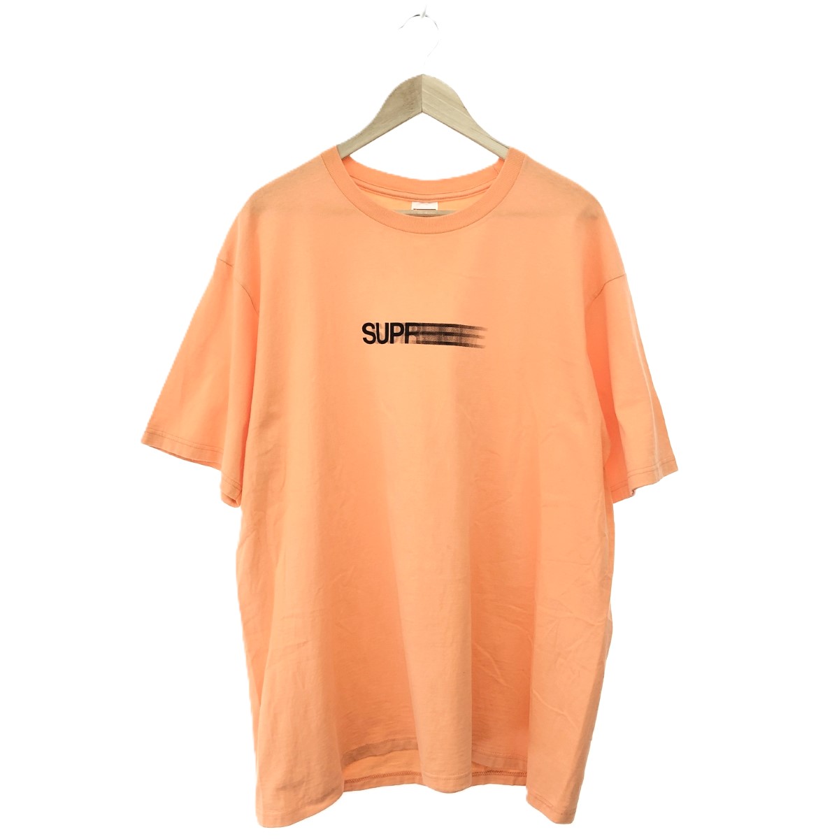 SUPREME シュプリーム 半袖カットソー 大きいサイズ:XL オレンジ メンズ モーションロゴ PEACH クルーネック トップス Tシャツ 【中古】