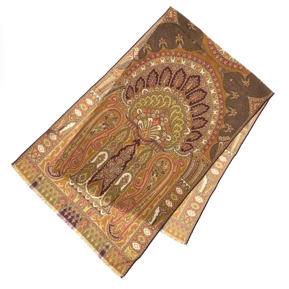 ETRO エトロ ストール 良好 マスタード ウール シルク レディース イタリア製 服飾小物 【中古】
