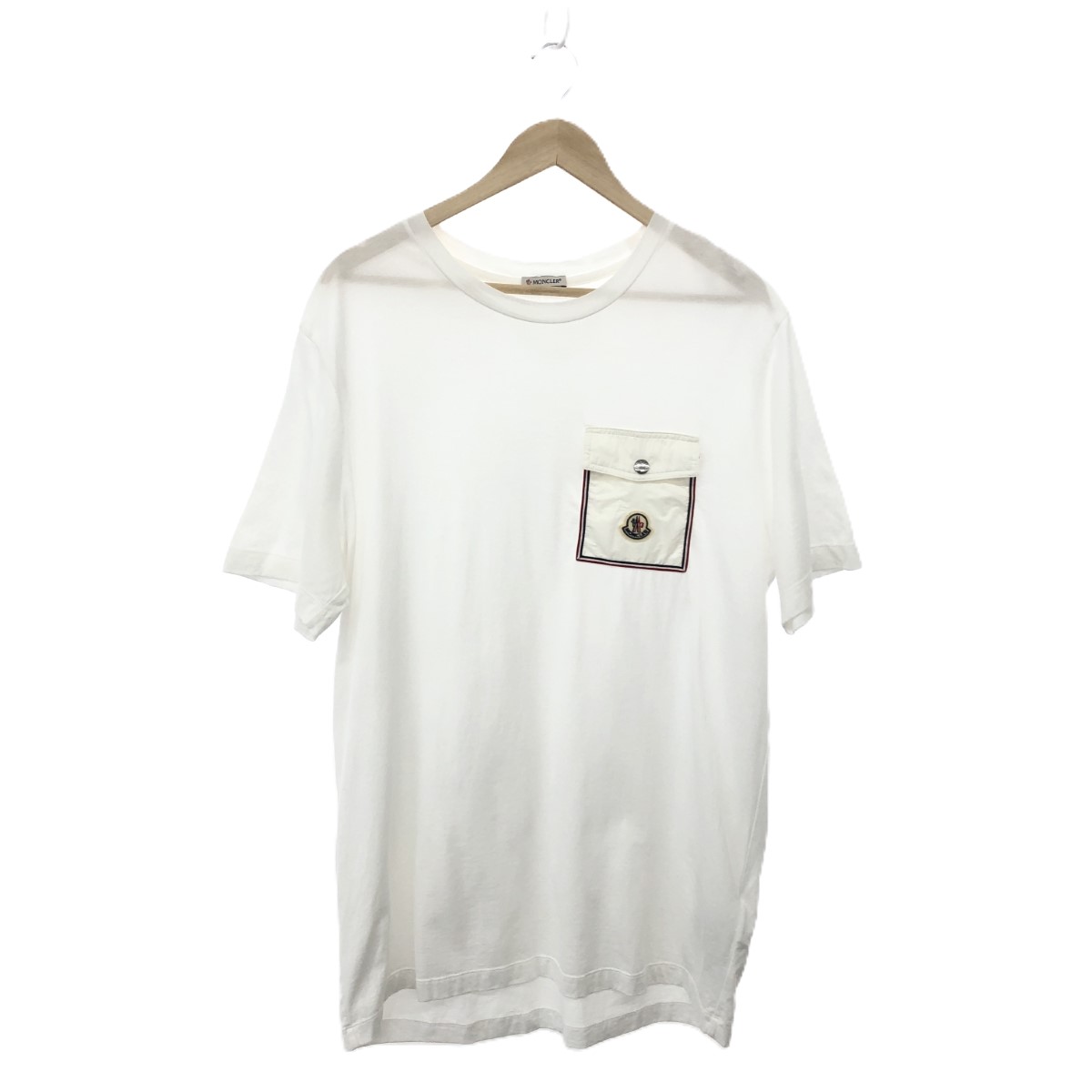 2023年 MONCLER シルバーポケット tシャツ 半袖 ロゴ L 白 MONCLER モンクレール Tシャツ 8C000-52-89AJS-00A