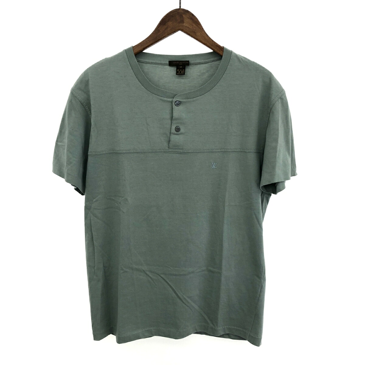 LOUIS VUITTON ルイヴィトン LVロゴ ヘンリーネック Tシャツ サイズ:M グリーン メンズ トップス 【中古】｜リサイクル ティファナ
