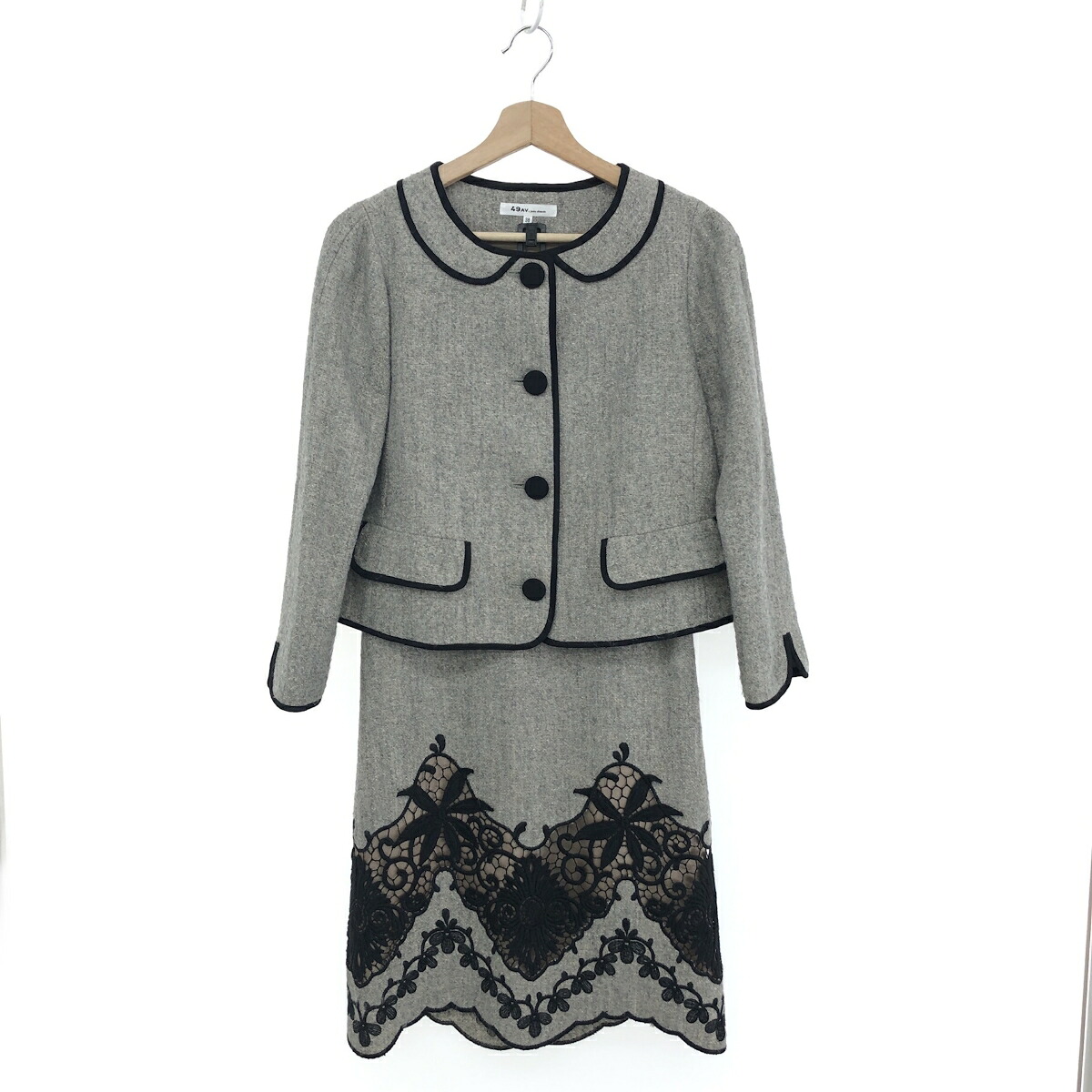 49AV.Junko shimada 49アベニュージュンコシマダ スカートスーツ サイズ:38 43049-4406 グレージュ レディース 上下セット 刺繍 【中古】|リサイクル ティファナ