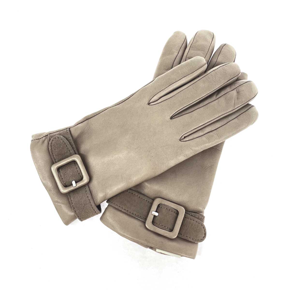 GLOVES グローブス  グローブ 思わしい   グレージュ なめし革×絨毛×カシミール  レディース イタリア製 glove 地球儀 服飾小物 【中古】 バッグ・小物・ブランド雑貨-手袋・アームカバー-レディース手袋