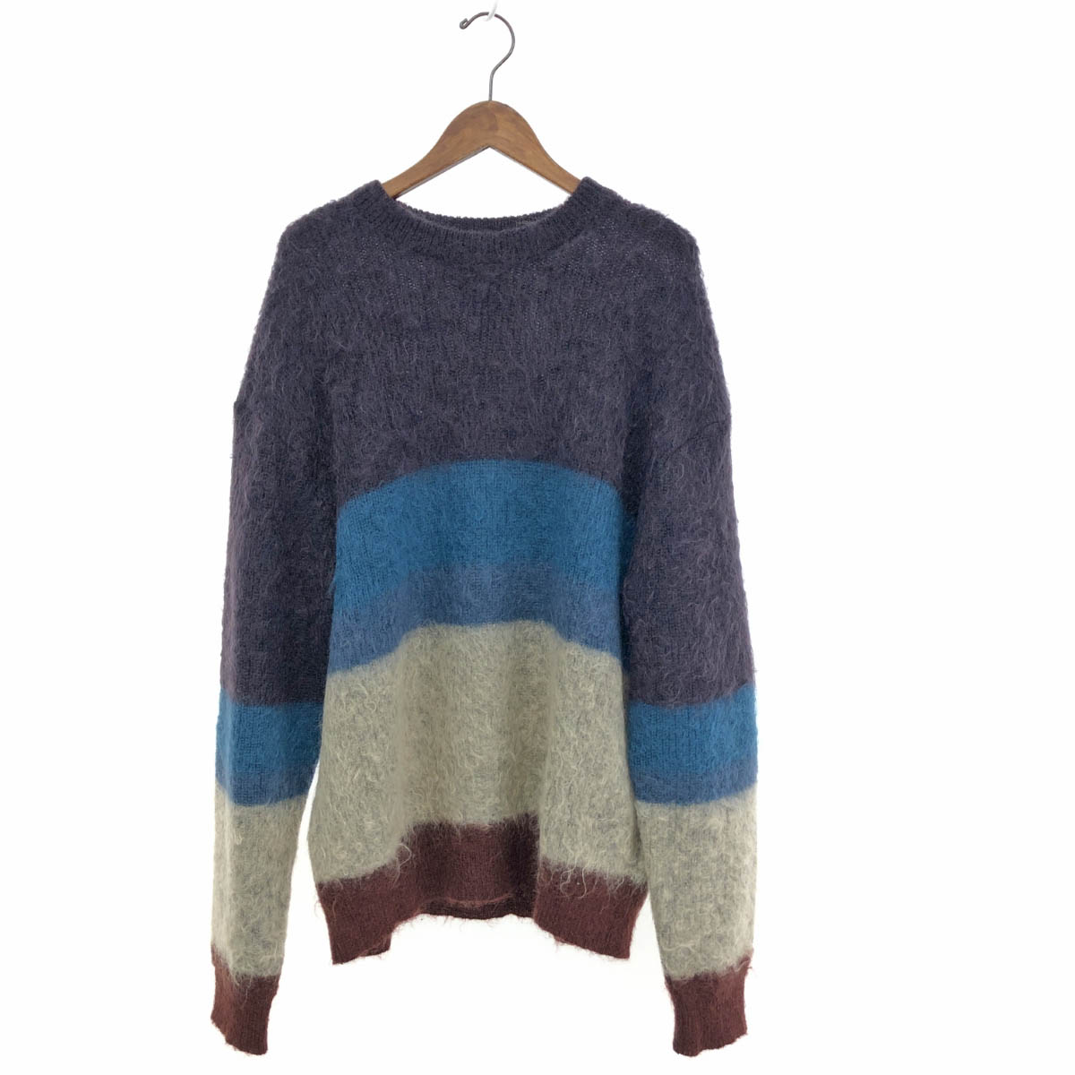 ヨーク YOKE  長袖編み物 美品 大きさ:2 YK23FW0572S マルチ色合い  メンズ MOHAIR BORDER CREWNECK SWEATER モヘヤ編み物 23AW 【中古】
