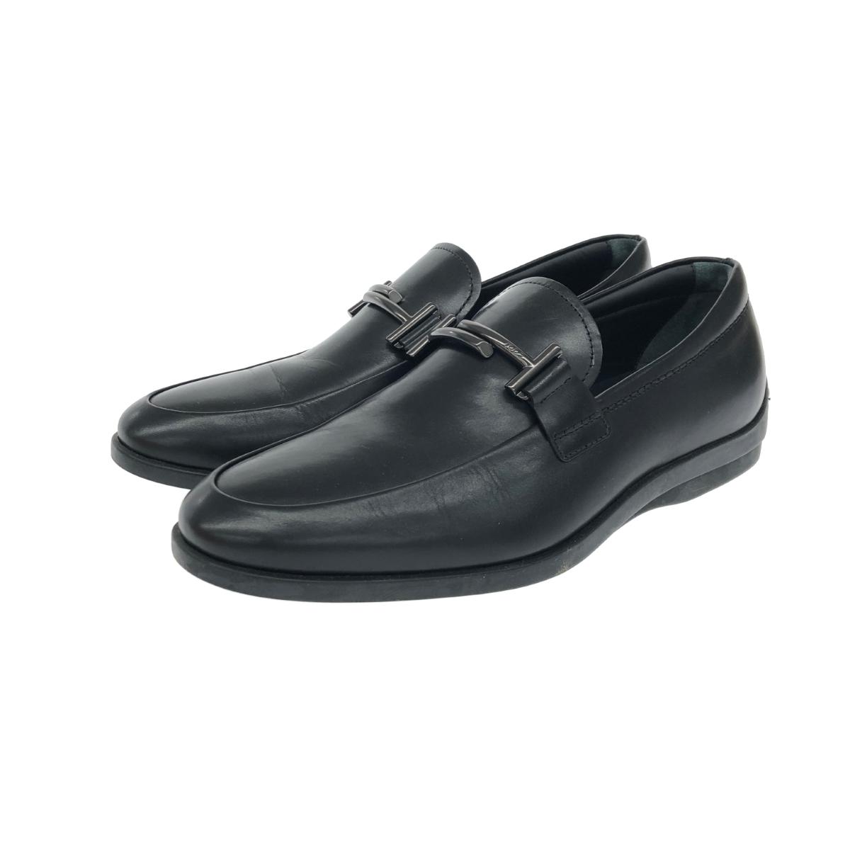 TOD'S トッズ ローファー ダブルT ドレスシューズ 良好 5.5 ブラック/ホワイト メンズ 靴 シューズ ローファー 【中古】