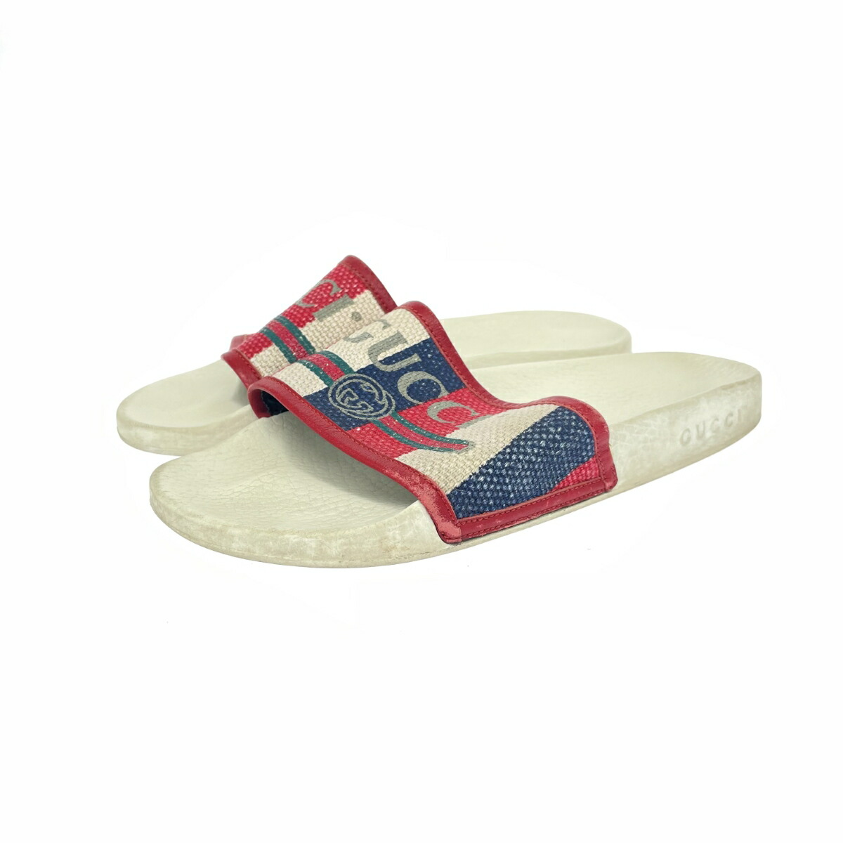 gucci サンダル　6 1/2 すぐ届く Gucci グッチ メンズ レザー スライド サンダル (GUCCI